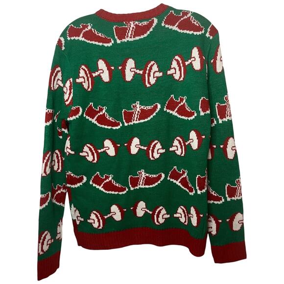 Blizzard Bay Muscle Santa "Gains" Ugly Christmas Sweater Weightlifting Gym Sz S - Picture 5 of 7